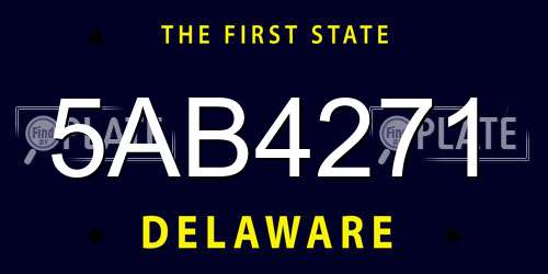5AB4271 Delaware License Plate