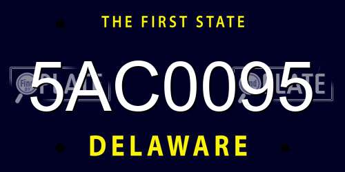 5AC0095 Delaware License Plate