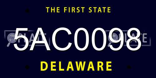 5AC0098 Delaware License Plate