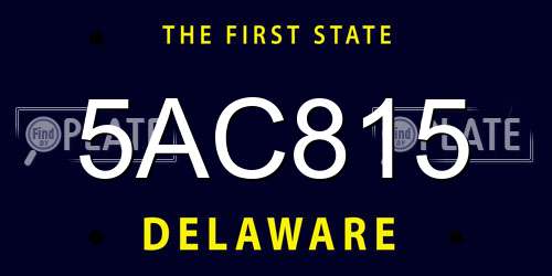 5AC815 Delaware License Plate