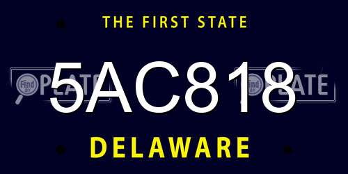 5AC818 Delaware License Plate