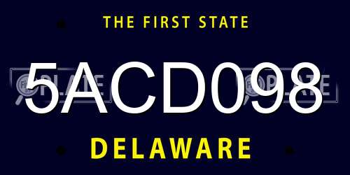 5ACD098 Delaware License Plate