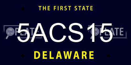 5ACS15 Delaware License Plate