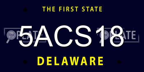 5ACS18 Delaware License Plate