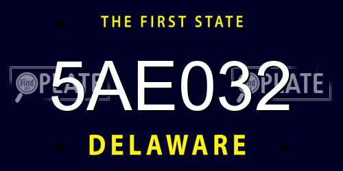 5AE032 Delaware License Plate