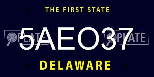 5AEO37 Delaware License Plate