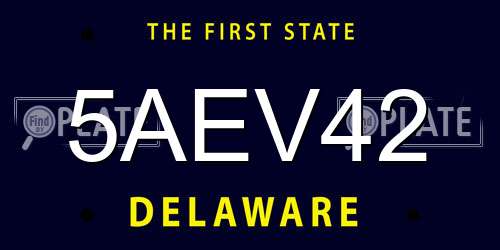 5AEV42 Delaware License Plate