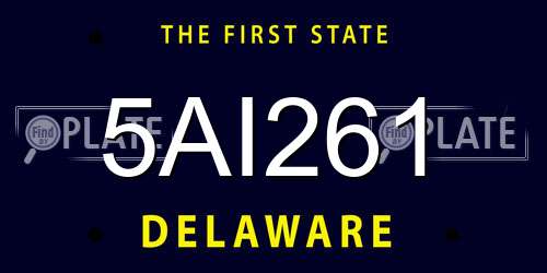 5AI261 Delaware License Plate