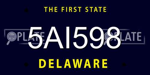 5AI598 Delaware License Plate