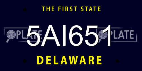 5AI651 Delaware License Plate