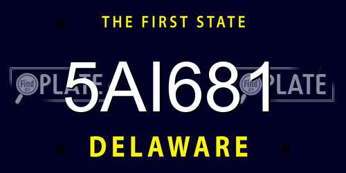 5AI681 Delaware License Plate