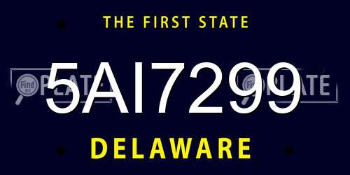 5AI7299 Delaware License Plate