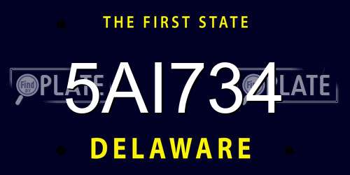 5AI734 Delaware License Plate
