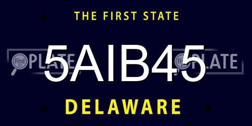 5AIB45 Delaware License Plate