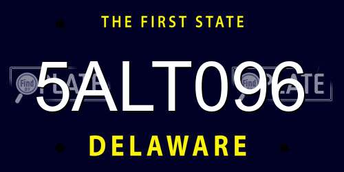 5ALT096 Delaware License Plate
