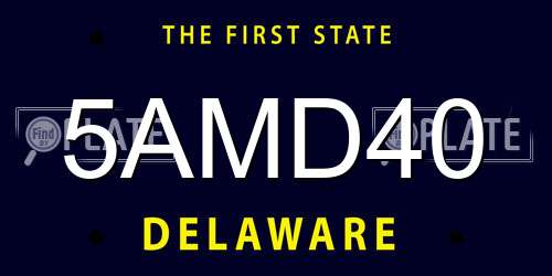5AMD40 Delaware License Plate