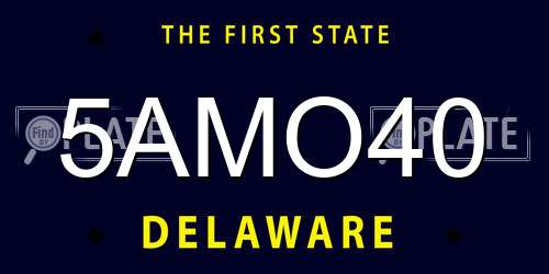 5AMO40 Delaware License Plate