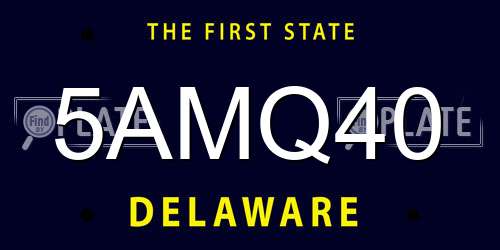5AMQ40 Delaware License Plate