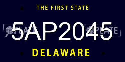 5AP2045 Delaware License Plate