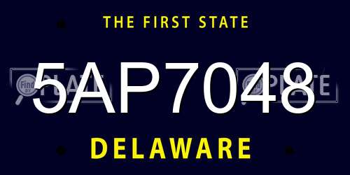 5AP7048 Delaware License Plate