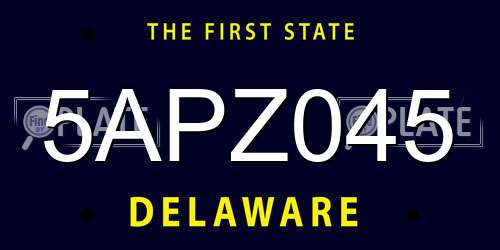 5APZ045 Delaware License Plate