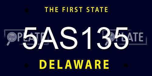 5AS135 Delaware License Plate