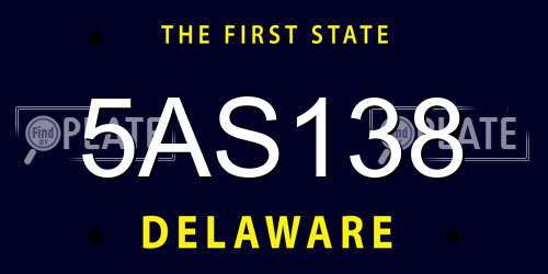 5AS138 Delaware License Plate
