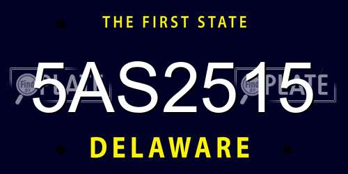 5AS2515 Delaware License Plate