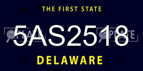5AS2518 Delaware License Plate