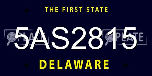 5AS2815 Delaware License Plate