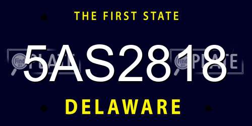 5AS2818 Delaware License Plate