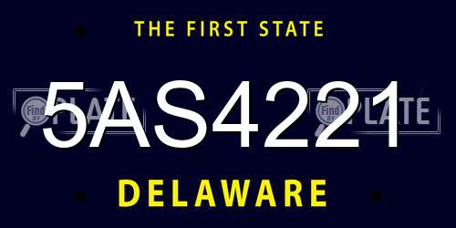 5AS4221 Delaware License Plate