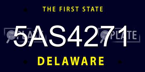 5AS4271 Delaware License Plate