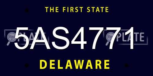 5AS4771 Delaware License Plate