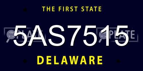 5AS7515 Delaware License Plate