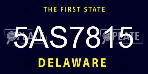 5AS7815 Delaware License Plate