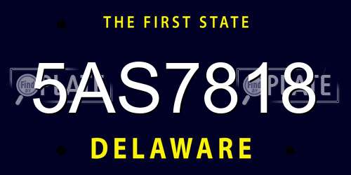 5AS7818 Delaware License Plate