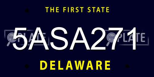 5ASA271 Delaware License Plate