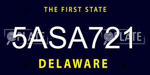 5ASA721 Delaware License Plate