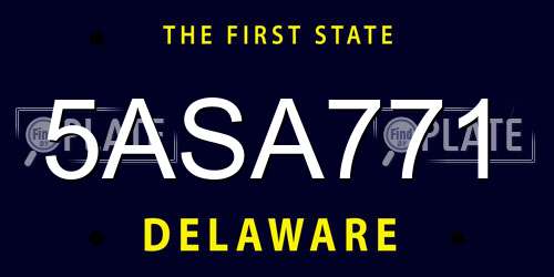 5ASA771 Delaware License Plate