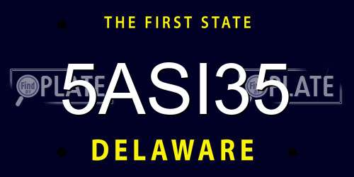 5ASI35 Delaware License Plate