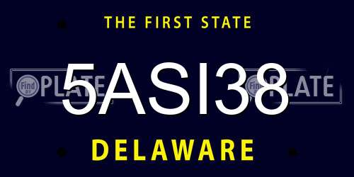 5ASI38 Delaware License Plate