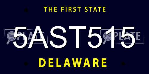 5AST515 Delaware License Plate