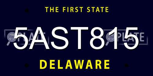 5AST815 Delaware License Plate
