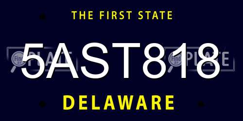 5AST818 Delaware License Plate