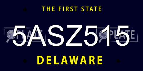 5ASZ515 Delaware License Plate