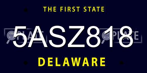 5ASZ818 Delaware License Plate