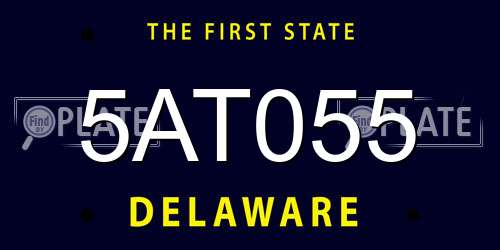 5AT055 Delaware License Plate