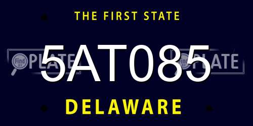 5AT085 Delaware License Plate