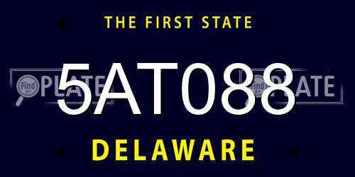 5AT088 Delaware License Plate